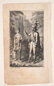 Ilustracja z mężczyzną i kobietą w krajobrazie autorstwa Georg Christian Schule