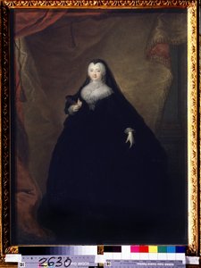 „Portret Elżbiety Pietrownej (1709-1762) Cesarzowej Rosji pod imieniem Elżbieta I, córka Piotra Wielkiego”” Jest przebrana, trzyma w dłoni maskę. Obraz Georg-Christoph (Georg Christoph) Grooth (1716-1749) 1748 Państwo Tretyakov G