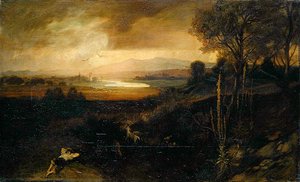 Pejzaż nad główną rzeką przed burzą (olej na płótnie) autorstwa Georg Cornicelius