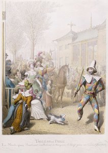 Mardi-Gras, Boulevard des Italiens, 1831 (wc na papierze) autorstwa Georg Emanuel Opitz