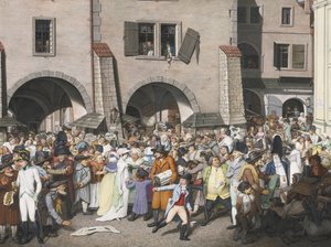 Tętniący życiem rynek, Praga, 1804
