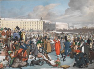 Łyżwiarstwo w zamarzniętym porcie kanału Wiener Neustadt, 1805.