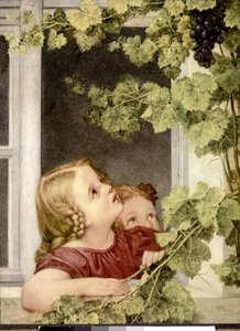 Dziecko w oknie. ok. 1843. (olej na płótnie) autorstwa Georg Friedrich Kersting