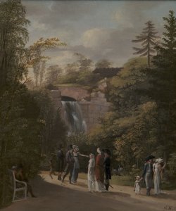 Duński: Vandfaldet i Frederiksberg Mieć wodospad w ogrodzie Frederiksberg autorstwa Georg Friedrich Kersting