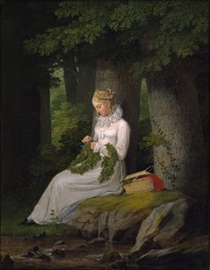 Kobieta kręcąca wieńcem autorstwa Georg Friedrich Kersting
