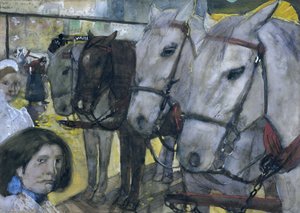 Tramwaj konny na tamie w Amsterdamie, 1893 autorstwa George Hendrik Breitner