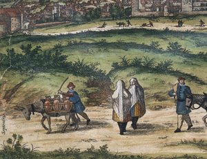 Civitatis Orbis Terrarum (Theatrum orbis terrarum). 1572-1617. Granada (1572). Linkes Detail. Band I. Radierung. Spanien. Kastilien und León. Salamanca. Universität Salamanca