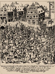 Powstanie Fettmilcha. Splądrowanie Judengasse we Frankfurcie 22 sierpnia 1614 r. 1616-1617 autorstwa Georg Keller