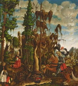 Św. Jerzy ratujący księżniczkę przed smokiem, 1520 autorstwa Georg Lemberger