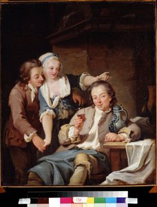 Mari trompe (wino i miłość). Oszukany mąż (wino i miłość). Obraz Georga Melchiora Krausa (1737-1806)