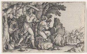 Ofiara Abrahama, z Historii Abrahama. autorstwa Georg Pencz