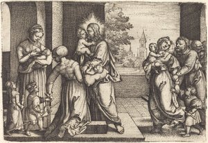 Chrystus otoczony dziećmi autorstwa Georg Pencz