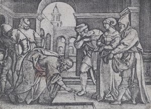 Chrystus i cudzołożna kobieta. autorstwa Georg Pencz