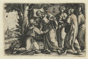 Chrystus uzdrawia trędowatego Życie Chrystusa (tytuł serii) autorstwa Georg Pencz