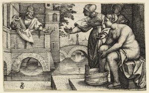 Dawid obserwuje Batszebę autorstwa Georg Pencz
