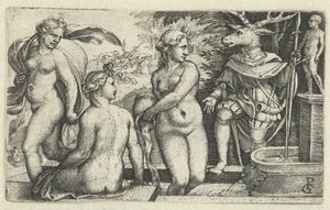 Diana zamienia Acteona w jelenia za karę autorstwa Georg Pencz
