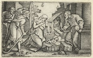 Narodzenia i adoracji pasterzy Życie Chrystusa (tytuł serii) autorstwa Georg Pencz