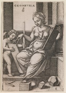 Geometria, z serii "Sztuki wyzwolone", ok. 1541 (rycina) autorstwa Georg Pencz