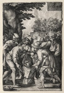 Józef spuszczony do studni, 1546. autorstwa Georg Pencz
