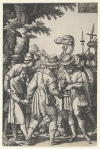 Józef sprzedany kupcom, z Historii Józefa, 1546. autorstwa Georg Pencz
