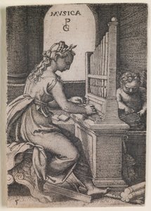 Muzyka, z serii "Sztuki wyzwolone", ok. 1541 (rycina) autorstwa Georg Pencz