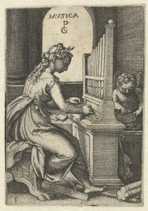Muzyka Musica (tytuł na obiekcie) Siedem sztuk wyzwolonych (tytuł serii) autorstwa Georg Pencz