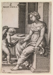 Rhetoryka, z cyklu „Sztuki wyzwolone” autorstwa Georg Pencz