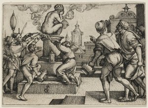 Kurtyzana ukarana, z Historii maga Virgil autorstwa Georg Pencz