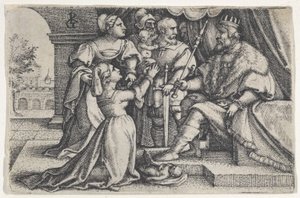 Wyrok Salomona. autorstwa Georg Pencz