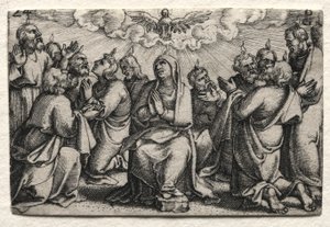 Życie Jezusa Chrystusa: Zejście Ducha Świętego, ok. 1930 1534-35. autorstwa Georg Pencz
