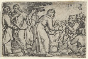 Cud chleba i ryb z Historii Chrystusa, 1534-35. autorstwa Georg Pencz