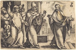 Faryzeusze chcą ukamienować Chrystusa autorstwa Georg Pencz