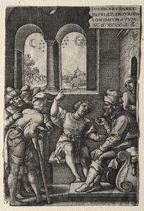 Historia Józefa: Józef opowiada swoje sny ojcu, 1544. autorstwa Georg Pencz
