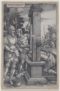 Titus Manlius, z Roman Heroes, 1535. autorstwa Georg Pencz