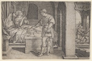 Tobiolus składa ofiarę przebłagalną, z Historii Tobiasza, 1543. autorstwa Georg Pencz