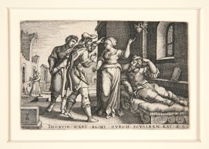 Tobit Oślepiony, pl. 3 z serii Historia Tobita autorstwa Georg Pencz