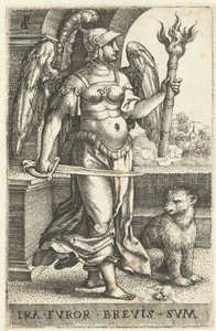 gniew (Ira) Ira fvor brevis svm (tytuł na obiekcie) Siedem grzechów głównych (tytuł serii) autorstwa Georg Pencz
