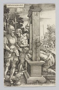 Tytus Manliusz asystujący przy egzekucji syna autorstwa Georg Pencz