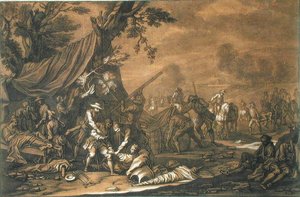 Transport rannych po bitwie autorstwa Georg Philipp I (after) Rugendas