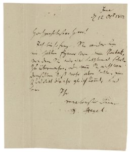 Autograf listu do Gebrudera Ramanna (winiarzy w Erfurcie), Jena autorstwa Georg Wilhelm Friedrich Hegel