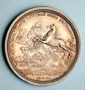 Medal upamiętniający wstąpienie Jerzego I autorstwa Georg Wilhelm Vestner
