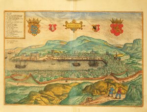 Bergen z Miast świata Georga Braun autorstwa Georg Braun and Hogenberg Franz