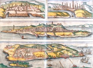 Casablanca, Azemmour, Diu, Goa, Maroko, Indie autorstwa Georg and Hogenberg Franz (1535 90) Braun