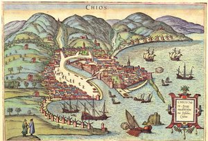Chios, Grecja autorstwa Georg and Hogenberg Franz (1535 90) Braun