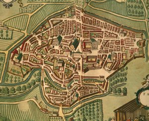 Fabriano z Miast świata Georga Braun autorstwa Georg Braun and Hogenberg Franz