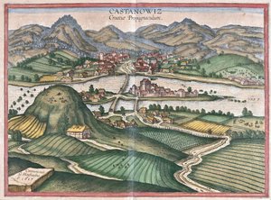Kostajnica, Chorwacja (grawerowanie autorstwa Georg Braun and Hogenberg Franz