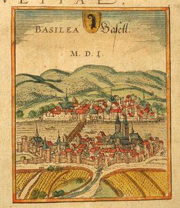 Mapa Bazylei z miast świata autorstwa Georga Braun autorstwa Georg Braun and Hogenberg Franz