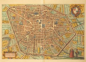 Mapa Bolonii z miast świata autorstwa Georga Braun autorstwa Georg Braun and Hogenberg Franz