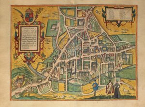 Mapa Cambridge z Civitates Orbis Terrarum autorstwa Georga Brauna autorstwa Georg Braun and Hogenberg Franz