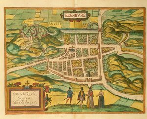 Mapa Edynburga z miast świata autorstwa Georga Braun autorstwa Georg Braun and Hogenberg Franz